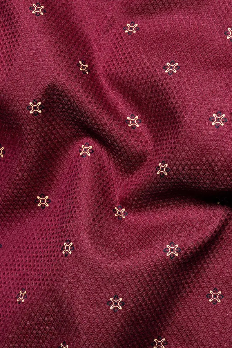 Burgundy Maroon Dobby Textured Premium Giza Cotton Shirt 2