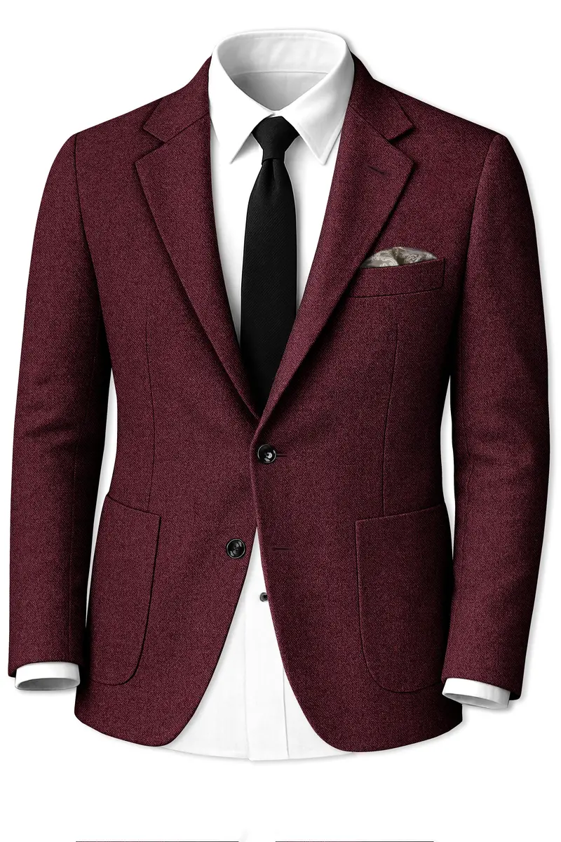 Burgvoro-Crated Maroon Textured Tweed Single Breasted Sports Blazer 2