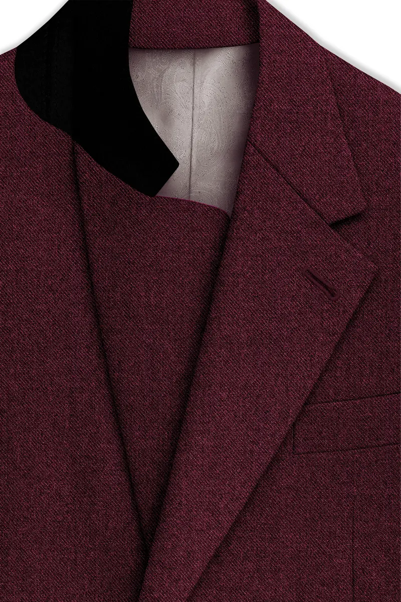 Burgvoro-Crated Maroon Textured Tweed Single Breasted Sports Blazer 4