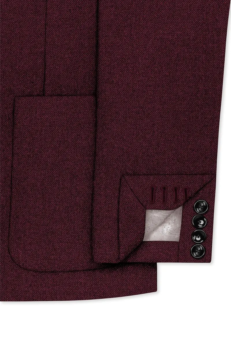 Burgvoro-Crated Maroon Textured Tweed Single Breasted Sports Blazer 6