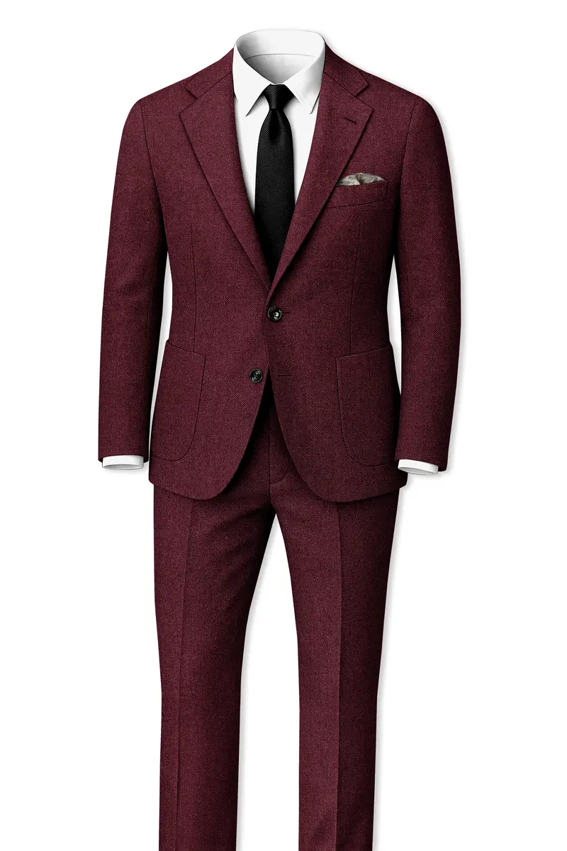 Burgvoro-Crated Maroon Textured Tweed Single Breasted Sports Blazer 9