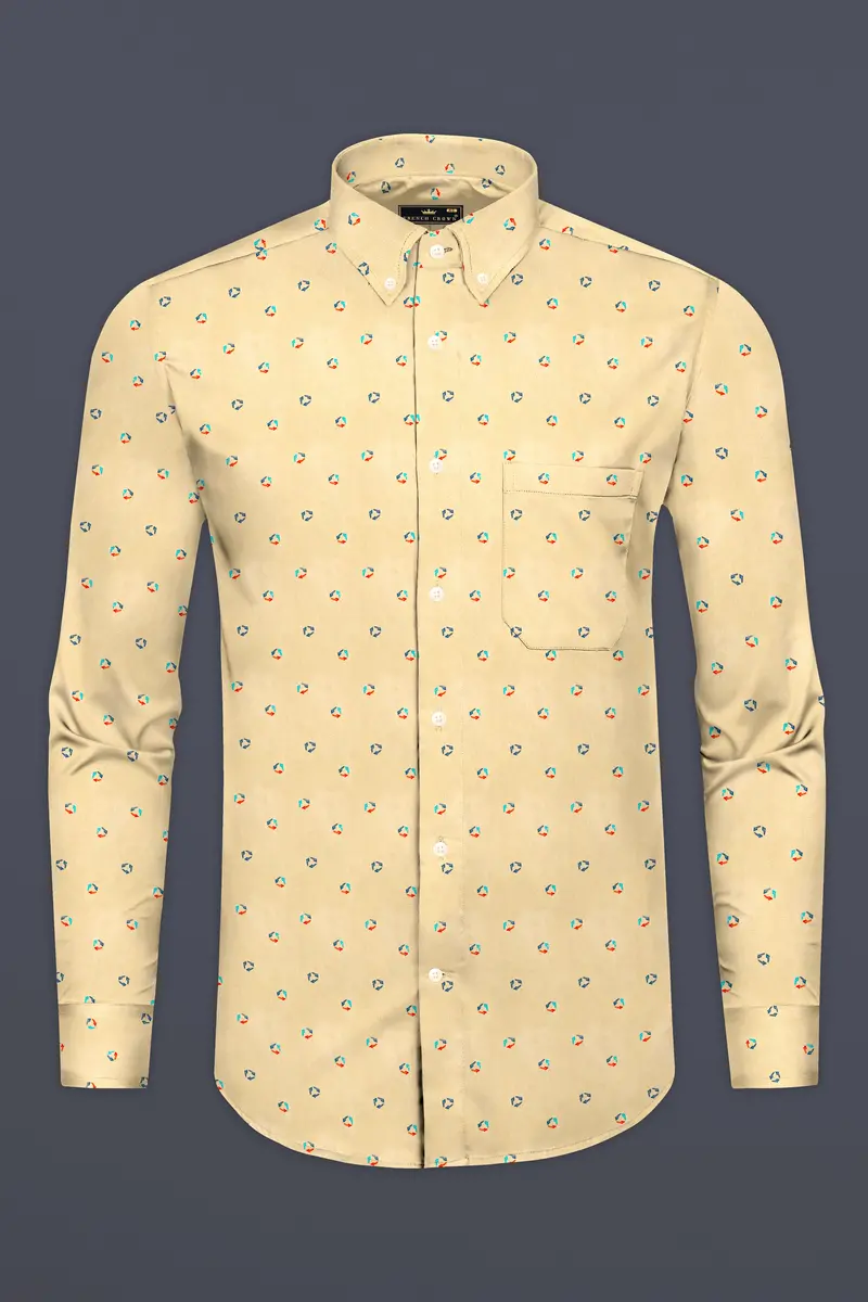Burly Brown Printed Royal Oxford Button Down Shirt 4