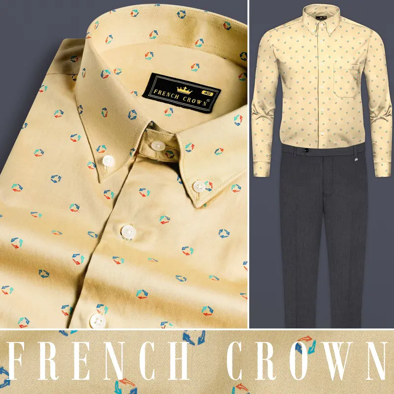 Burly Brown Printed Royal Oxford Button Down Shirt 9
