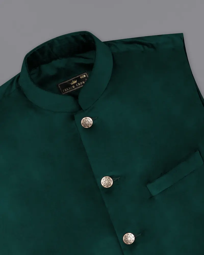 Burnham Dark Green Velvet Designer Nehru Jacket 4