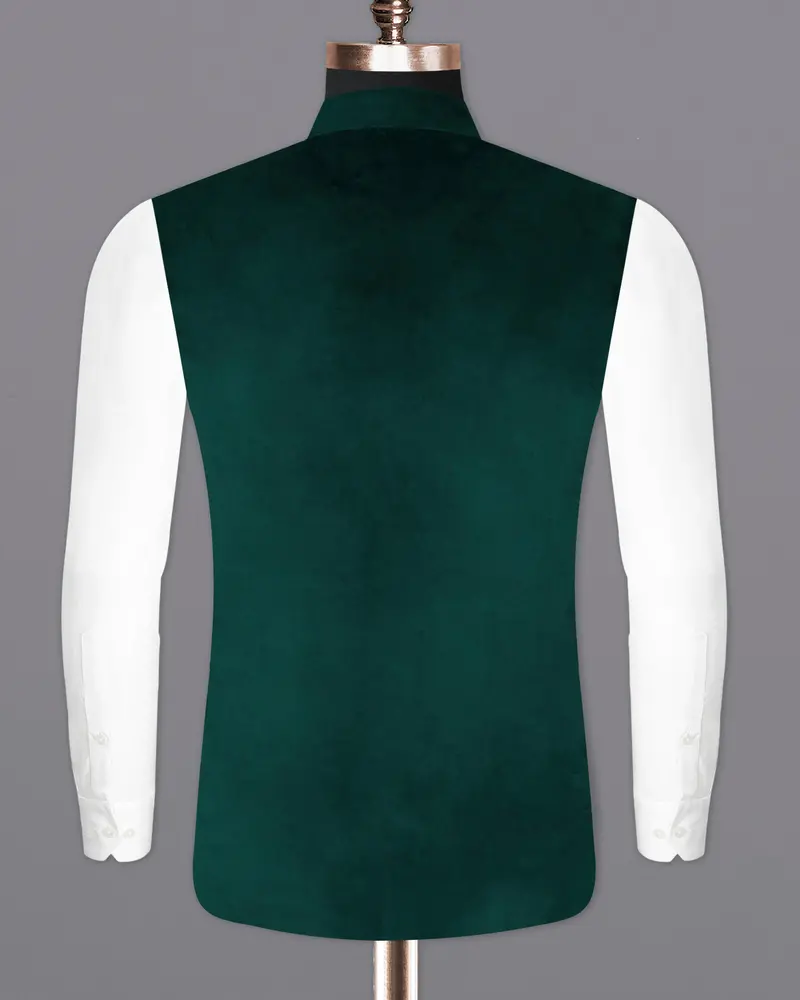 Burnham Dark Green Velvet Designer Nehru Jacket 6