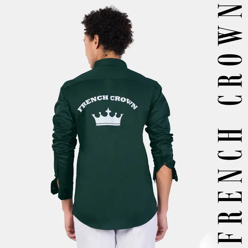 Burnham Green French Crown Printed Subtle Sheen Super Soft Premium Cotton Designer Shirt 1