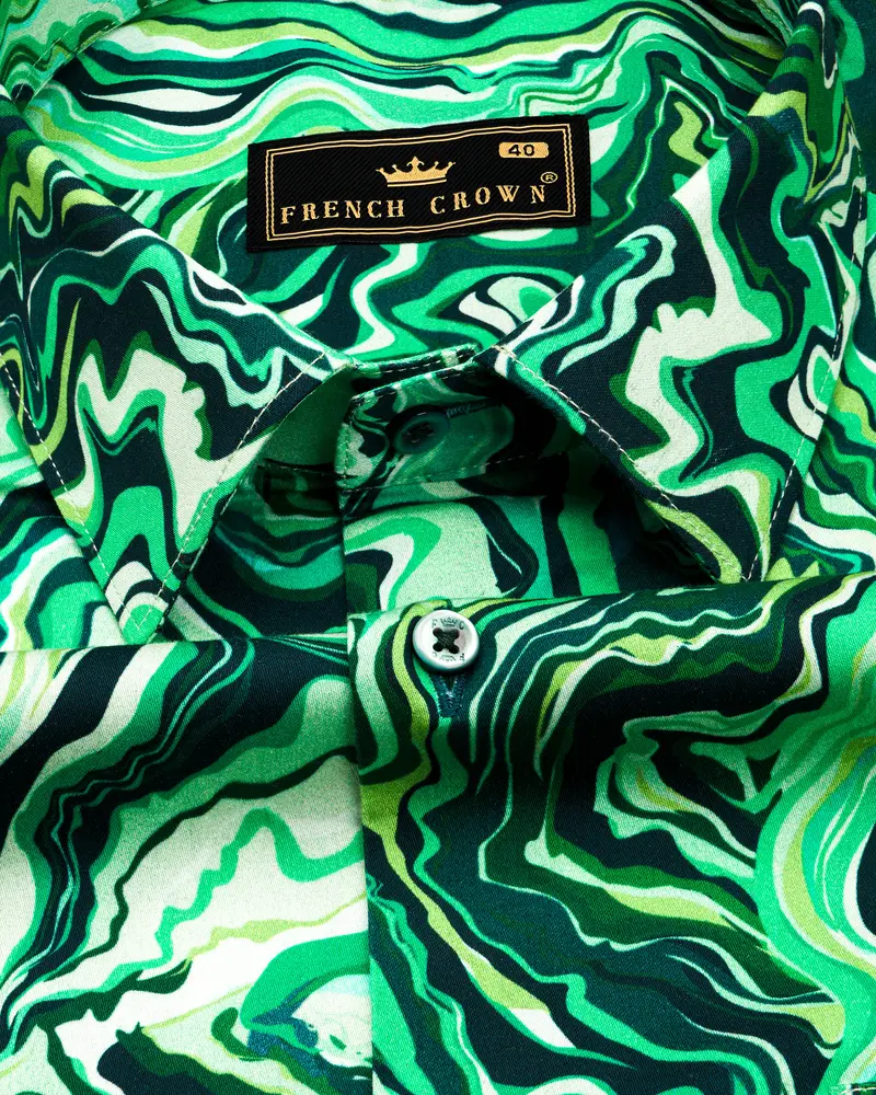 Burnham Green With Seafoam Green Multicolour Printed Super Soft Premium Cotton Shirt 1