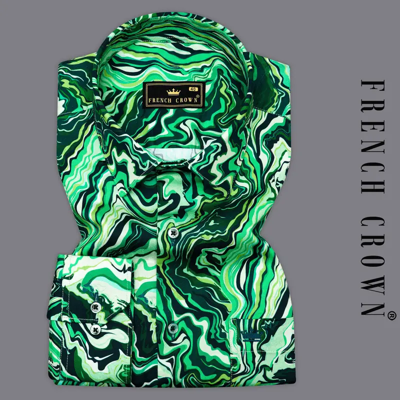 Burnham Green With Seafoam Green Multicolour Printed Super Soft Premium Cotton Shirt 10