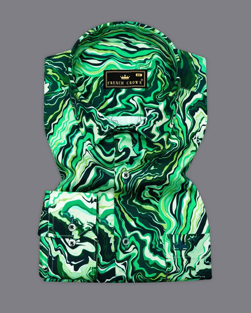 Burnham Green With Seafoam Green Multicolour Printed Super Soft Premium Cotton Shirt 3
