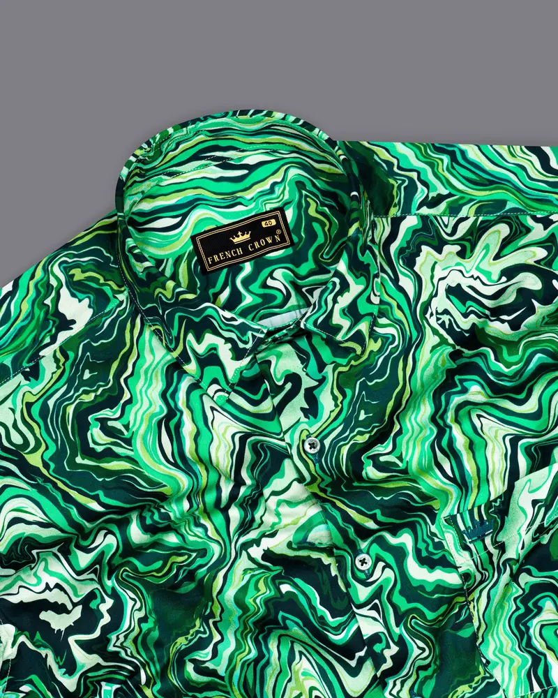 Burnham Green With Seafoam Green Multicolour Printed Super Soft Premium Cotton Shirt 4