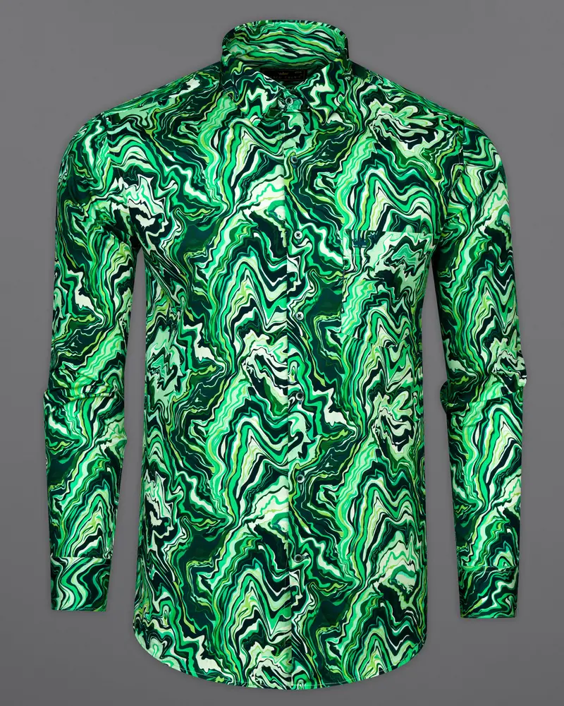 Burnham Green With Seafoam Green Multicolour Printed Super Soft Premium Cotton Shirt 5