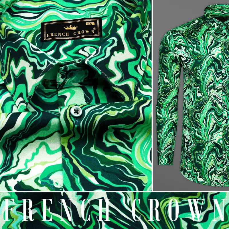 Burnham Green With Seafoam Green Multicolour Printed Super Soft Premium Cotton Shirt 9
