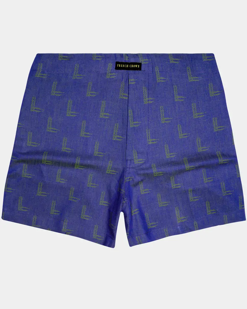 Butterfly Buah Blue And Limed Ash Green Printed Jacquard Premium Cotton Boxer 1