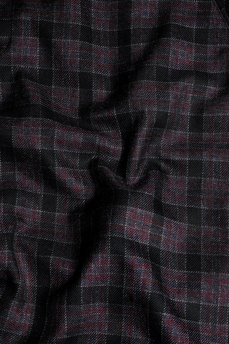 Byzantium Pink And Black Tweed Plaid Nehru Jacket 3
