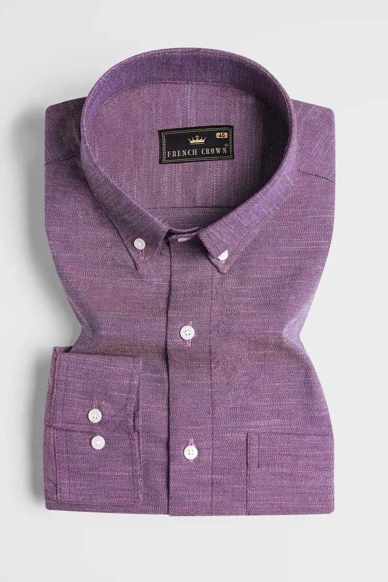 Byzantium Purple Chambray Button Down Shirt 3