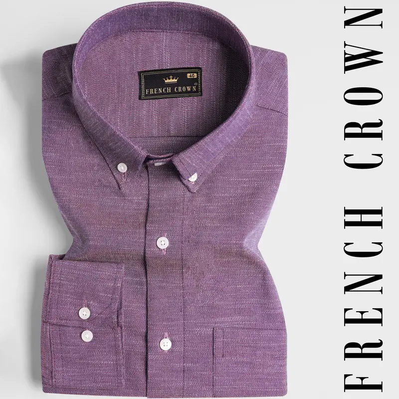 Byzantium Purple Chambray Button Down Shirt 4