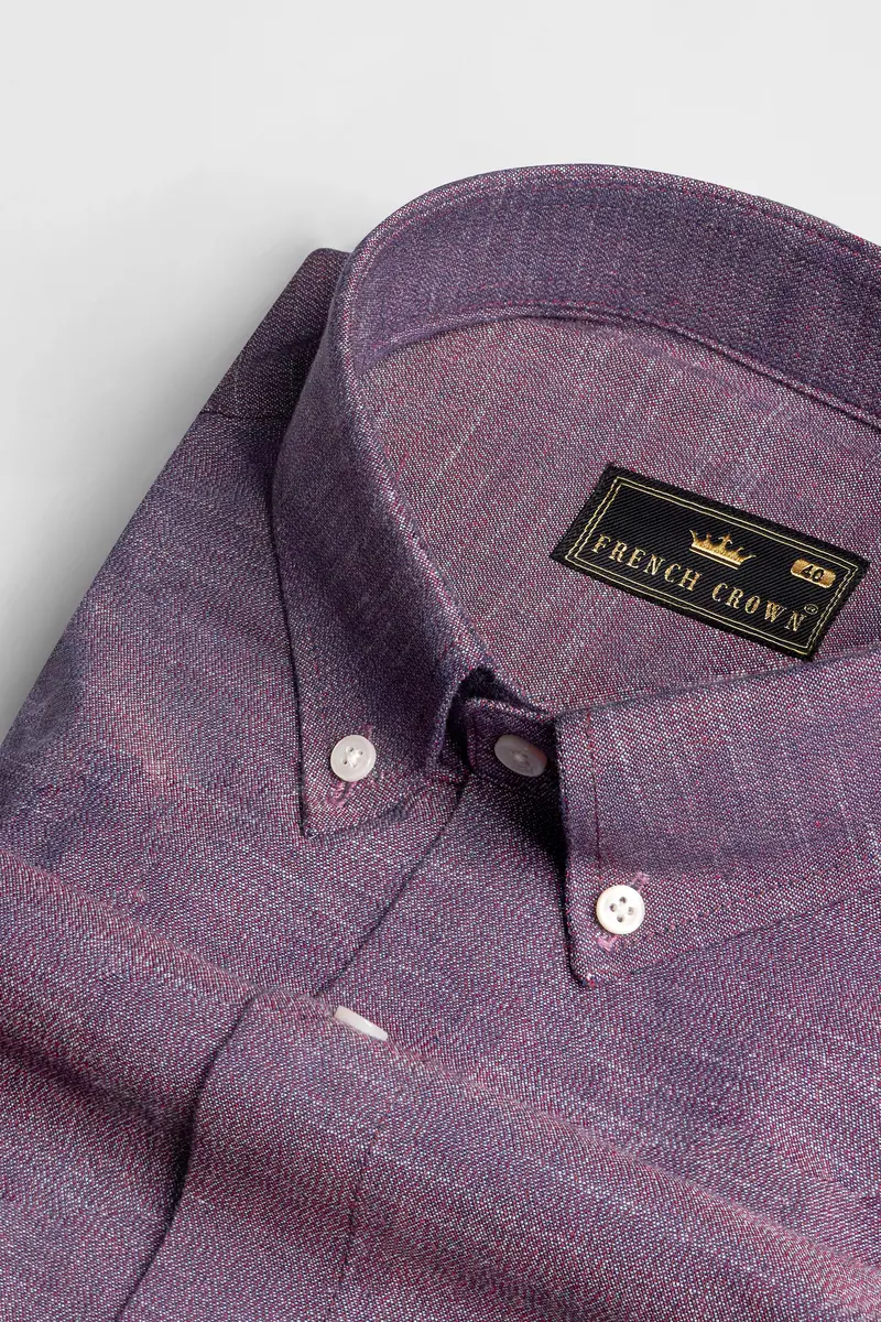 Byzantium Purple Chambray Button Down Shirt 7