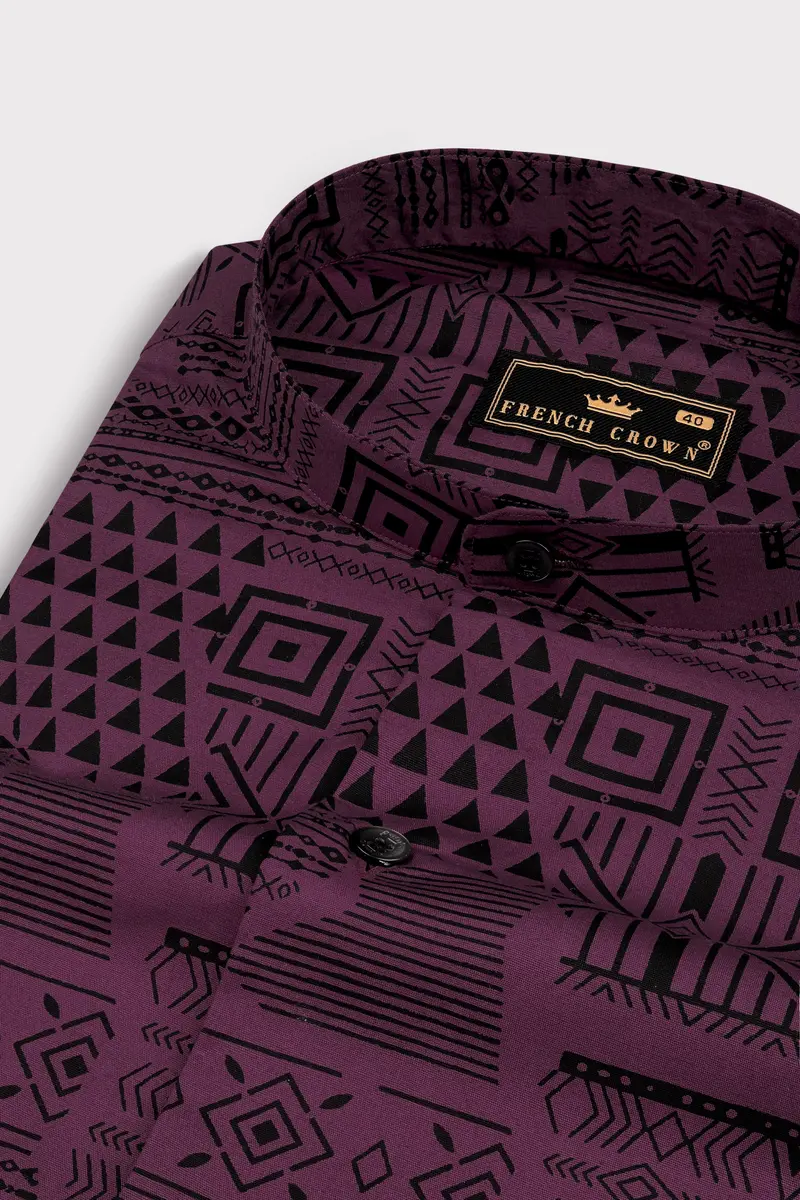 Byzantium Purple Printed Giza Cotton Shirt 1