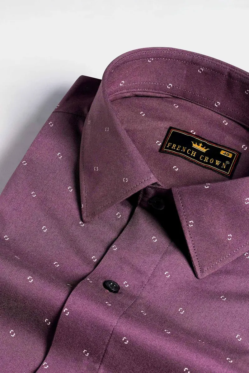 Byzantium Purple Printed Stretchable Herringbone Shirt 1