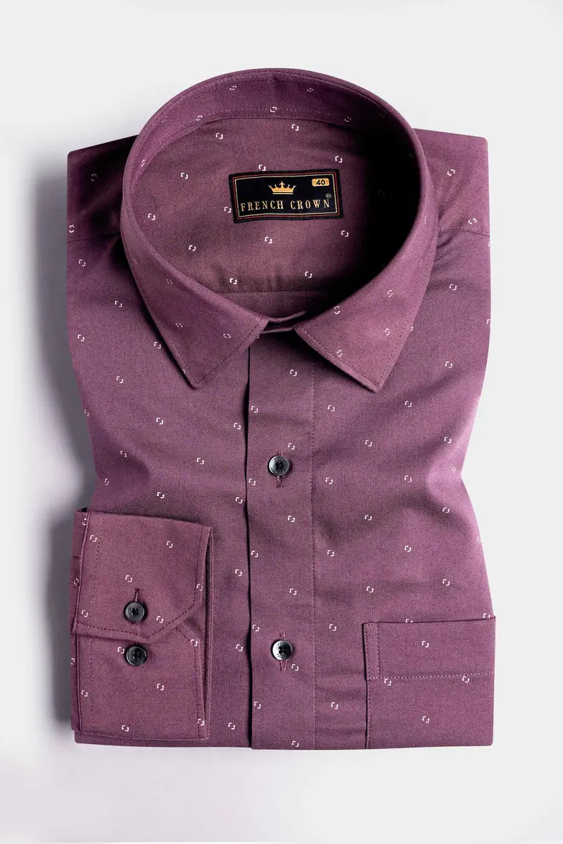 Byzantium Purple Printed Stretchable Herringbone Shirt 3