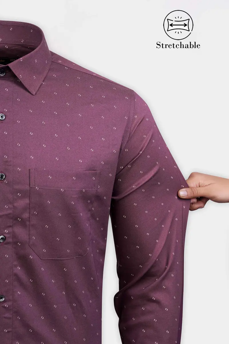 Byzantium Purple Printed Stretchable Herringbone Shirt 4