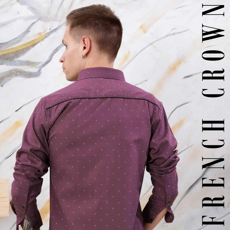 Byzantium Purple Printed Stretchable Herringbone Shirt 5