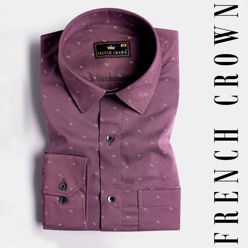 Byzantium Purple Printed Stretchable Herringbone Shirt 8