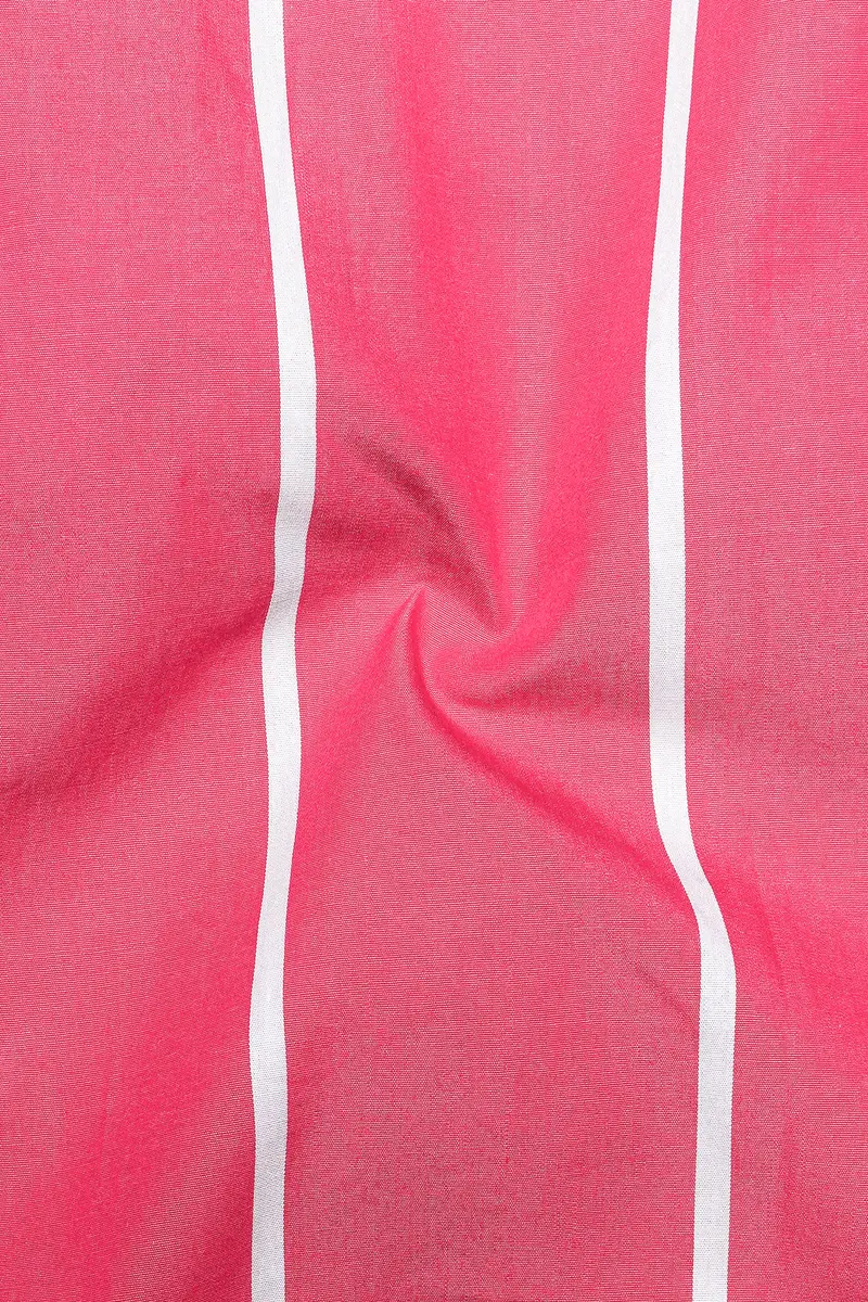 Cabaret Pink With Crater Maroon Multicolour Striped Premium Cotton Designer Shirt 3