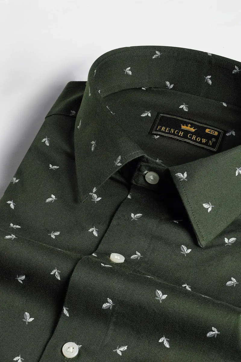 Cabbage Pont Green With White Ditsy Printed Royal Oxford Shirt 1