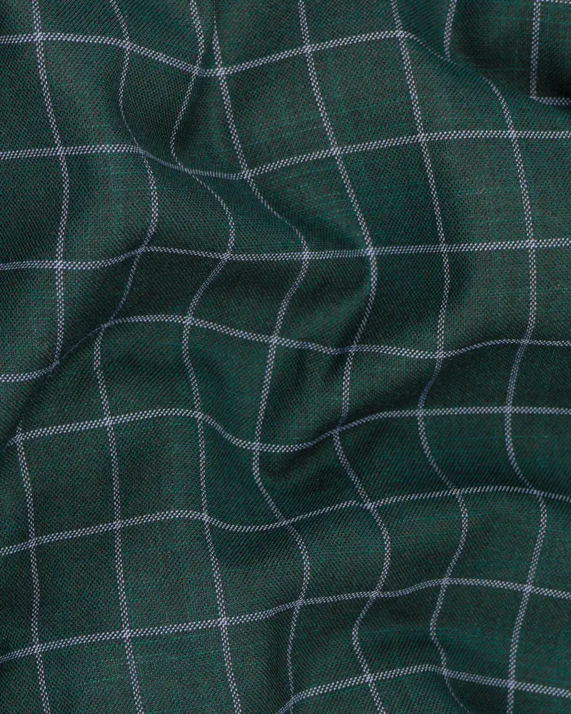 Cable Green Windowpane Wool Rich Waistcoat 3