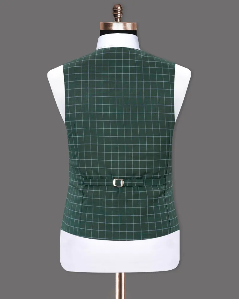 Cable Green Windowpane Wool Rich Waistcoat 6