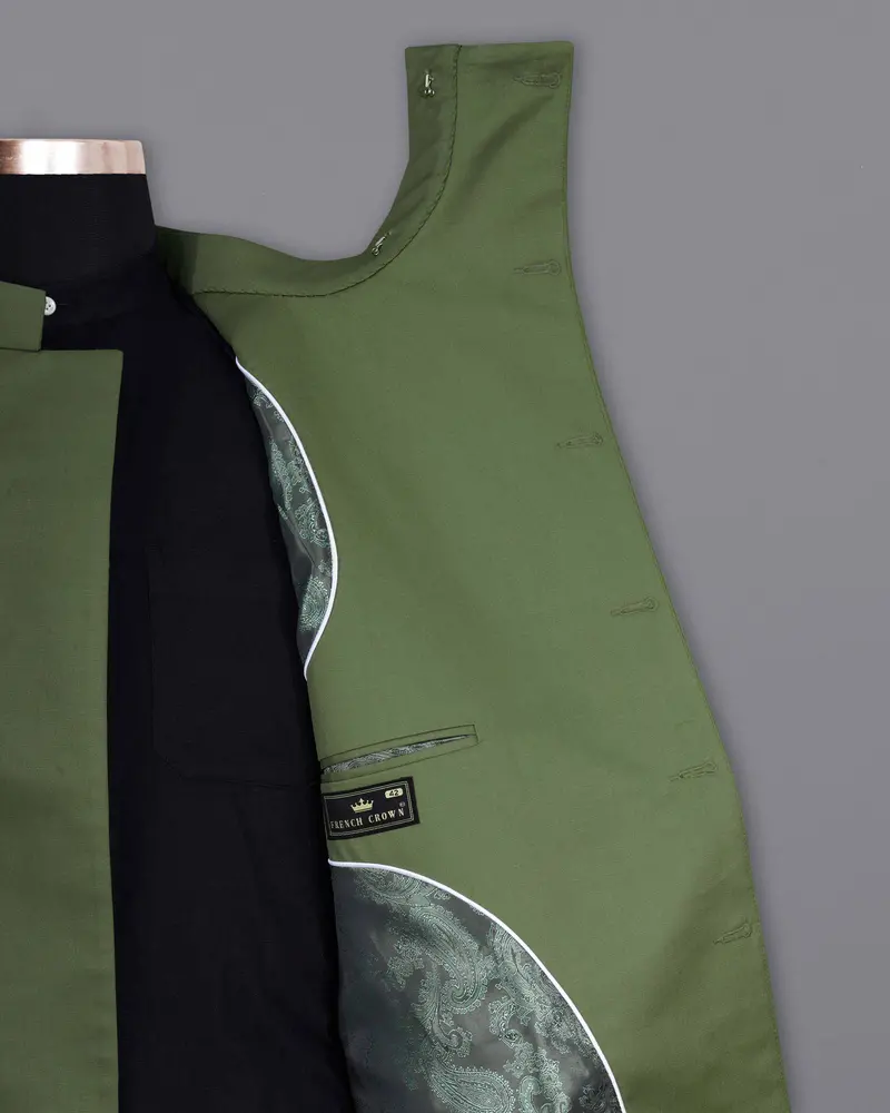 Cactus Green Cross Placket Bandhgala Blazer 7