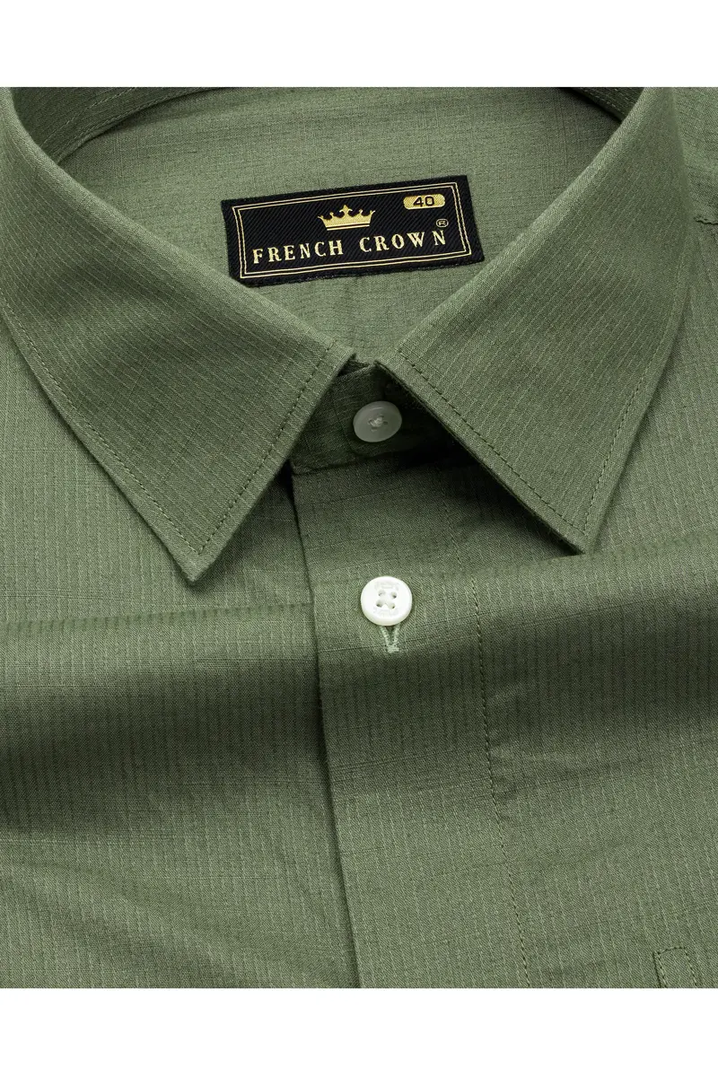 Cactus Green Dobby Textured Premium Giza Cotton Shirt 1