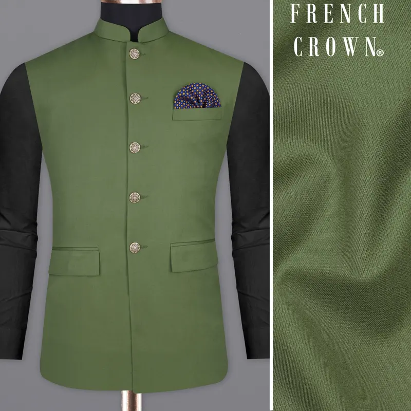 Cactus Green Textured Bandhgala Nehru Jacket 1