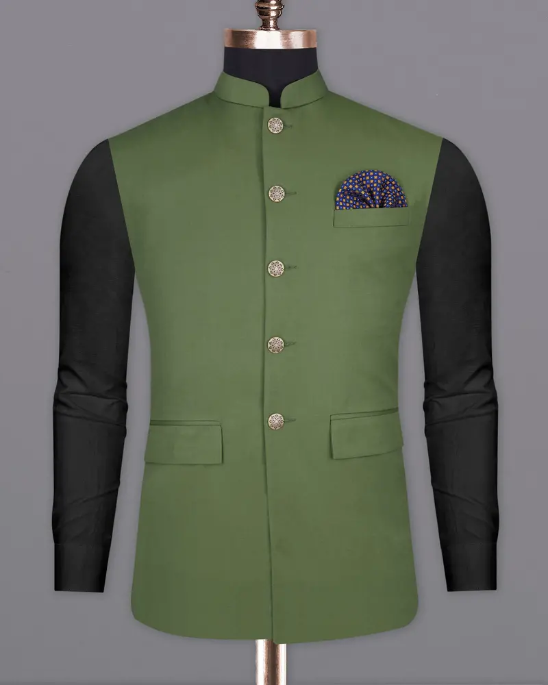 Cactus Green Textured Bandhgala Nehru Jacket 2