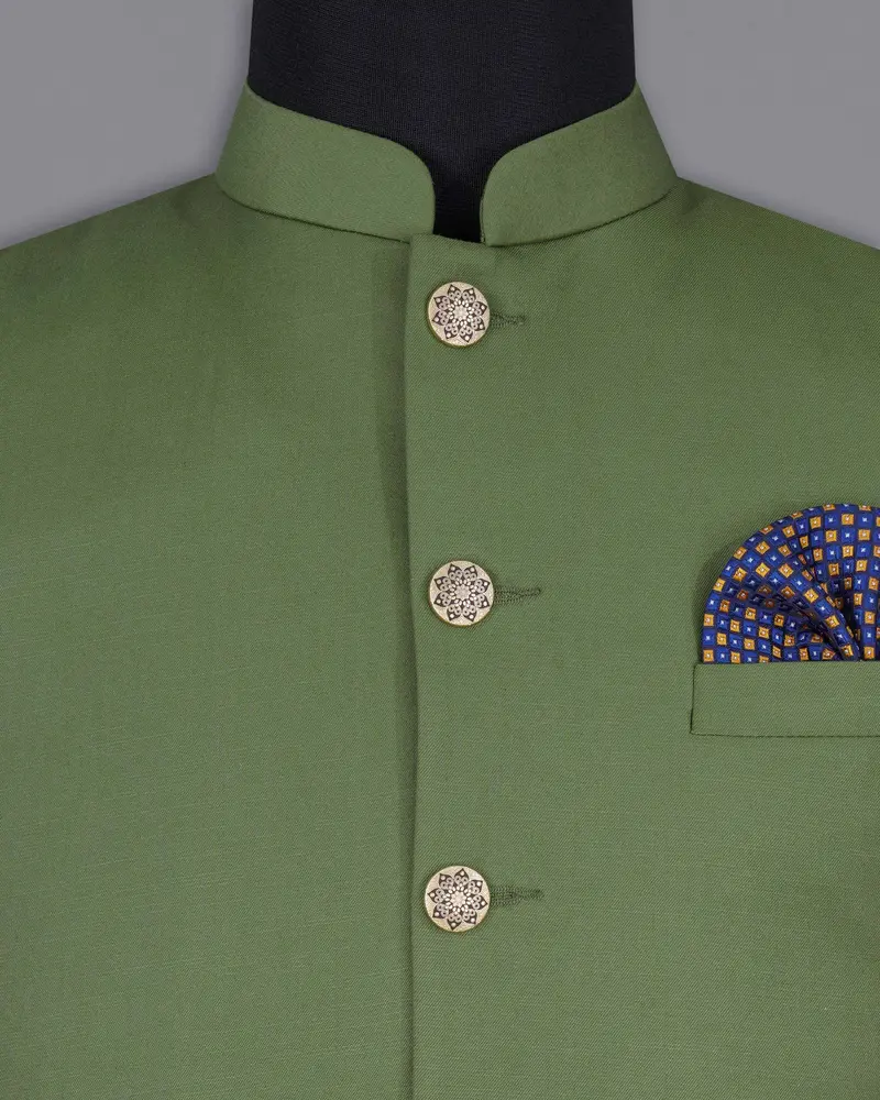 Cactus Green Textured Bandhgala Nehru Jacket 5