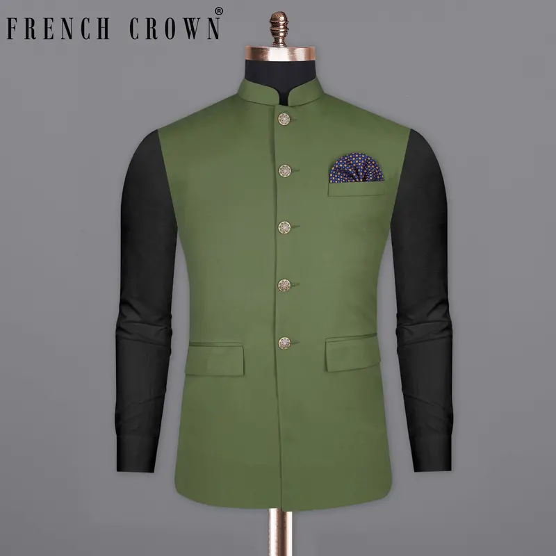 Cactus Green Textured Bandhgala Nehru Jacket 7