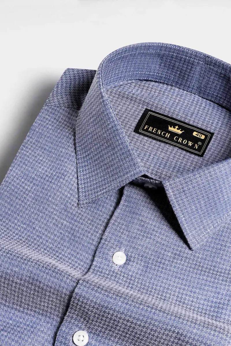Cadet Blue Houndstooth Shirt 1