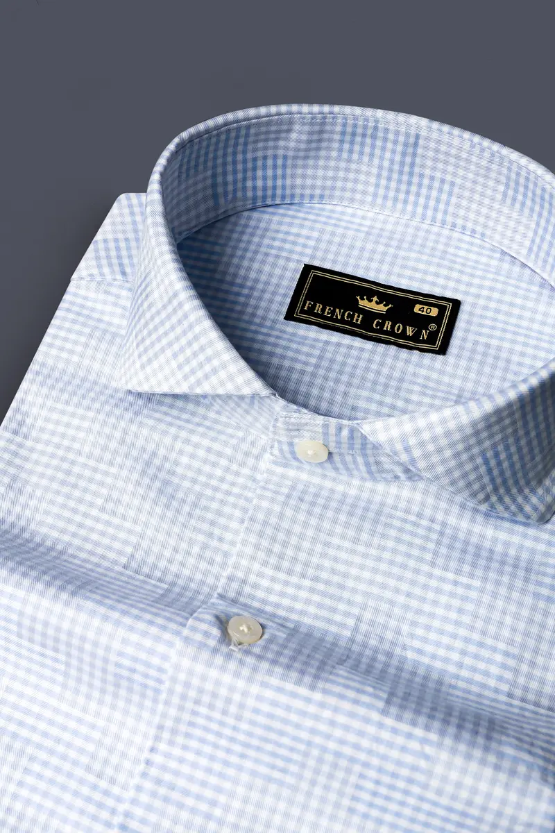 Cadet Blue Jacquard Textured Premium Cotton Shirt 1