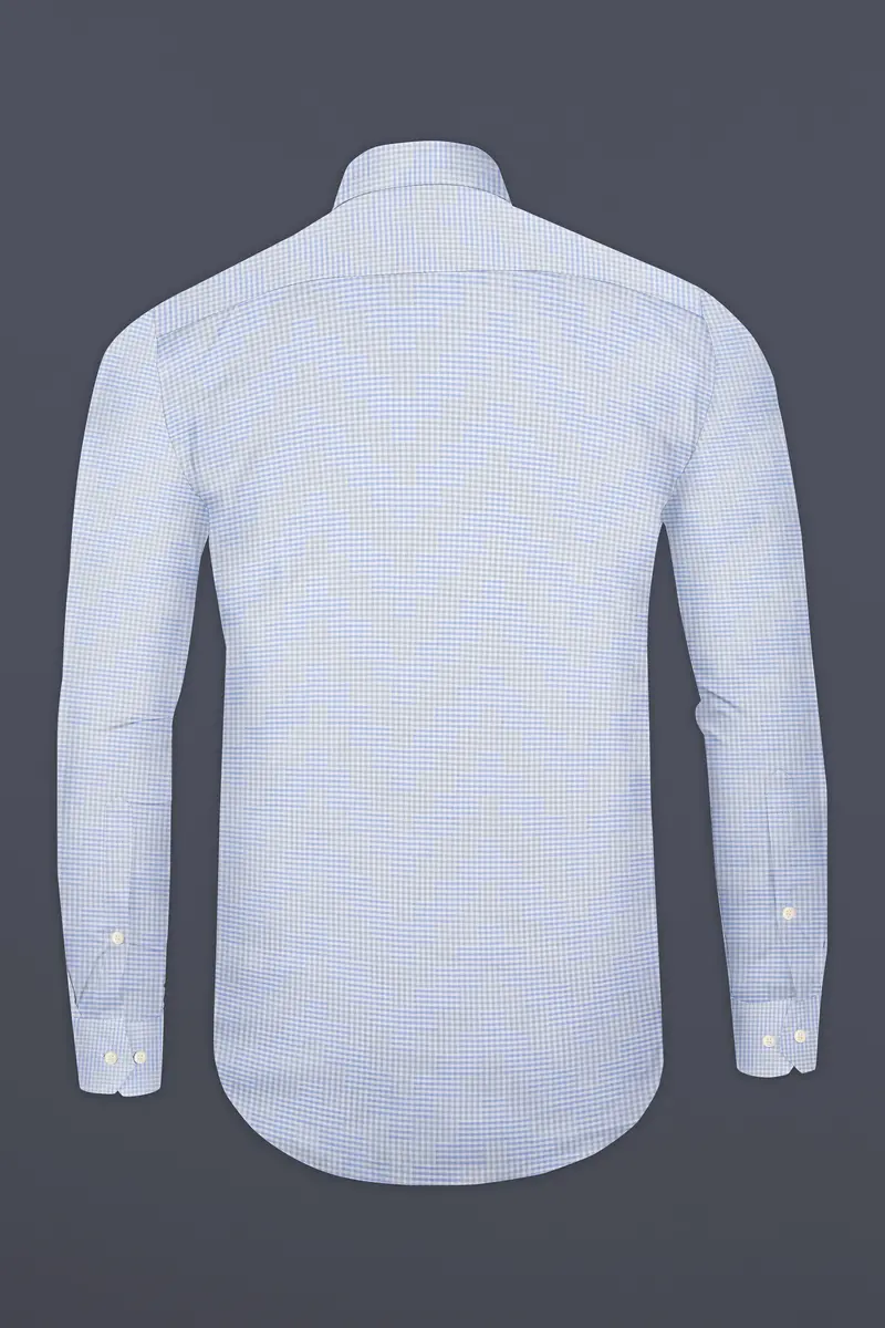 Cadet Blue Jacquard Textured Premium Cotton Shirt 10