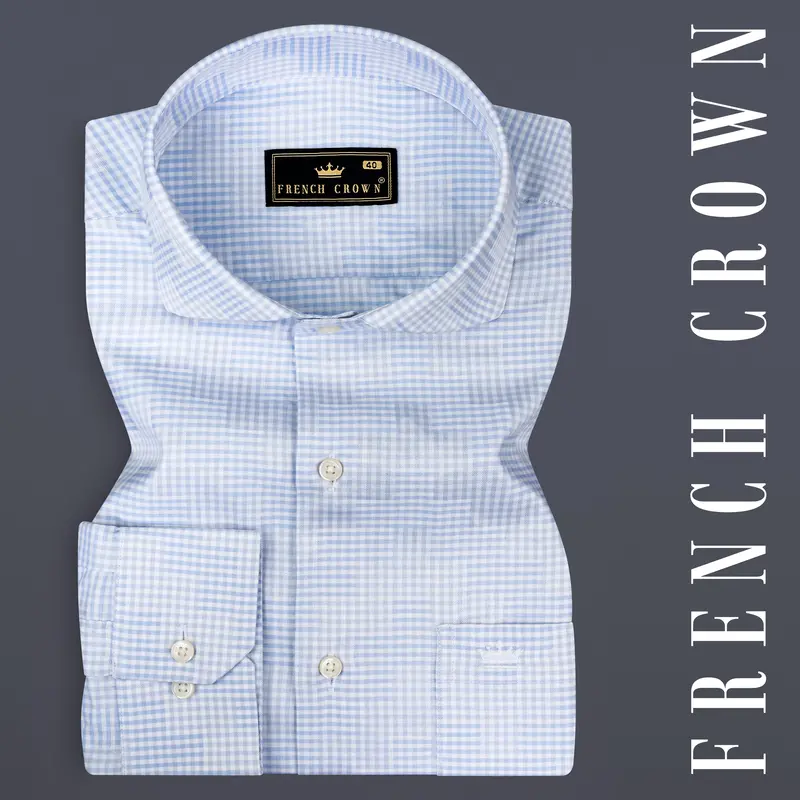 Cadet Blue Jacquard Textured Premium Cotton Shirt 14