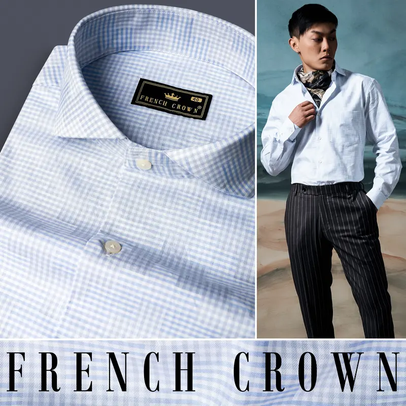 Cadet Blue Jacquard Textured Premium Cotton Shirt 15