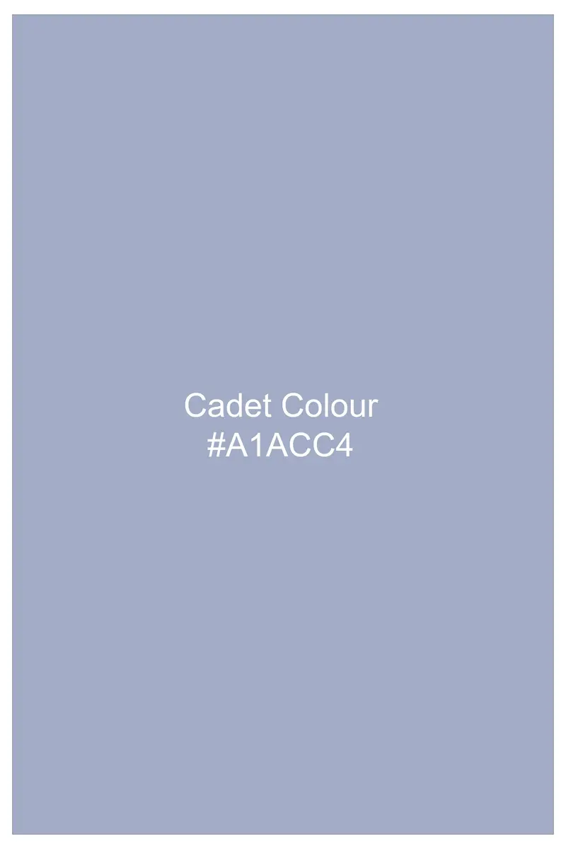 Cadet Blue Jacquard Textured Premium Cotton Shirt 16