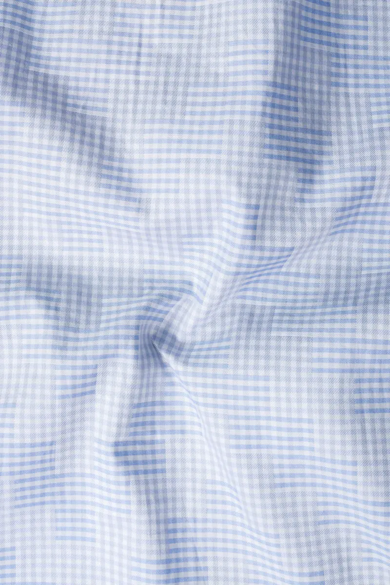 Cadet Blue Jacquard Textured Premium Cotton Shirt 2