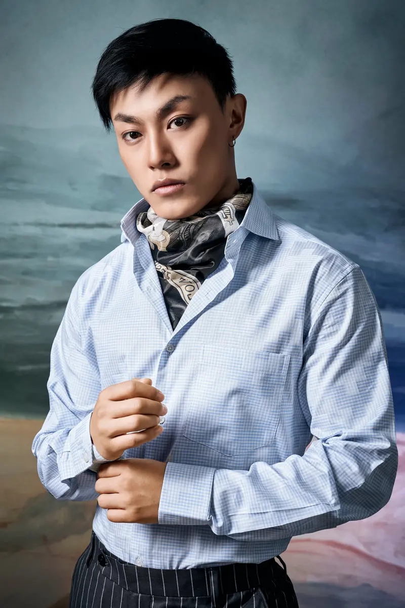 Cadet Blue Jacquard Textured Premium Cotton Shirt 3