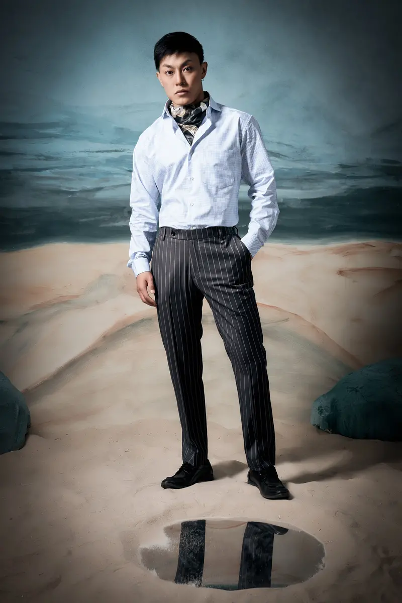 Cadet Blue Jacquard Textured Premium Cotton Shirt 7