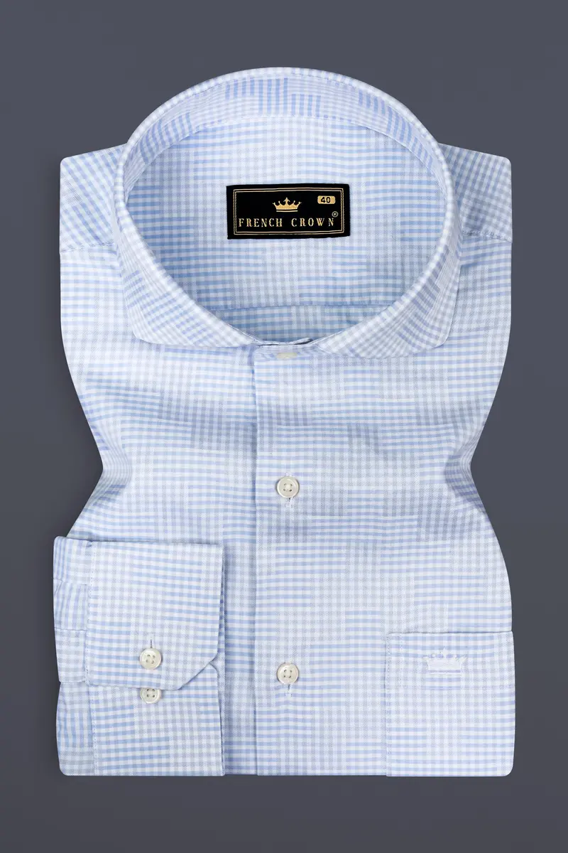 Cadet Blue Jacquard Textured Premium Cotton Shirt 8