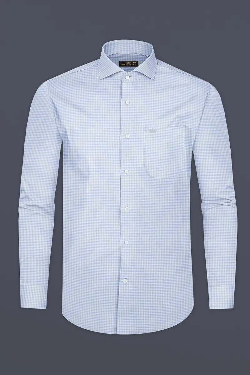 Cadet Blue Jacquard Textured Premium Cotton Shirt 9