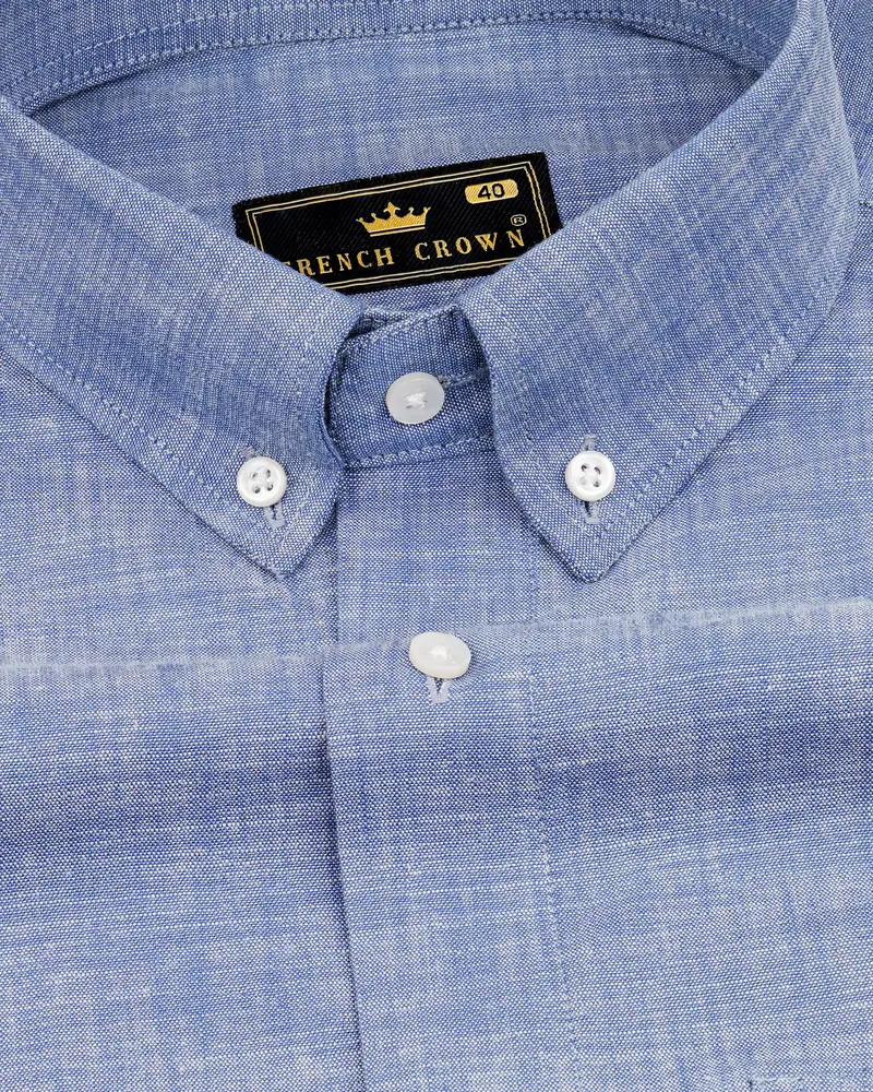 Cadet Blue Luxurious Linen Shirt 1