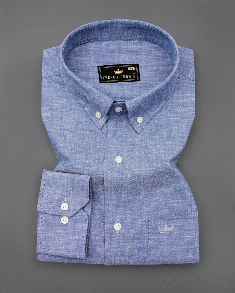 Cadet Blue Luxurious Linen Shirt 3